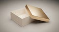 Luxury Open Gift Box with Golden Lid on Neutral Background Royalty Free Stock Photo
