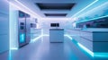 Elegant Pastel White Futuristic Kitchen: Neon LED Accents & Minimalist Charm