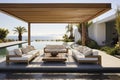 Sophisticated poolside setting with sea view