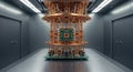 A sophisticated quantum computer setup is displayed, featuring an intricate array of Royalty Free Stock Photo