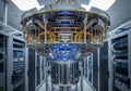 A sophisticated quantum computer setup in a modern data Royalty Free Stock Photo