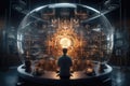 sophisticated quantum computing laboratory with intricate machinery and futuristic user interfaces, Ai generated
