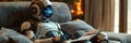 Sophisticated Robot Amidst Advanced Tech Networks and Earth Datum Representation