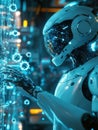Robots designed for virus neutralization in a high tech laboratory using advanced technology. Generative AI
