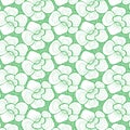 Elegant White Outline Floral Seamless Pattern on Fresh Green Textile Background ? Royalty Free Stock Photo
