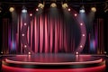 Sophisticated stage with velvet curtains and lights