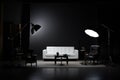 Sophisticated Studio lighting room isolated on black. Generate Ai