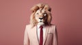 Sophisticated Surrealism: A Lion Person In A Pink Suit