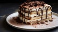 A sophisticated tiramisu cake with layers of coffee-soaked ladyfingers