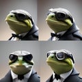 A sophisticated turtle in a tuxedo, posing for a portrait with a slow, deliberate pose1