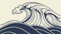 Stylized Dark Blue Ocean Wave Abstract Design, vector design Generative AI Royalty Free Stock Photo