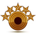 Sophisticated vector emblem with golden stars, 3d decorative