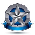 Sophisticated vector emblem with silver glossy star