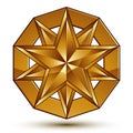 Sophisticated vector golden star emblem, 3d decorative design element, clear EPS 8.