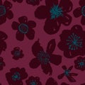 Sophisticated vector pink burgundy floral pattern