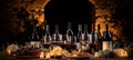 Sophisticated wine cellar with wine bottles and glasses for an exquisite tasting experience