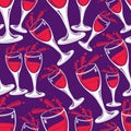 Sophisticated wine goblets continuous vector backdrop, stylish