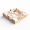 Sophisticated Woodblock Style 3d Desert Model On White Background