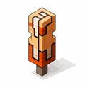 Sophisticated Woodblock Style Ios Minecraft Object In Orange And Beige