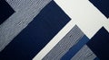 Navy Blue and White Woven Textile Pattern Featuring a Bold Geometric Design