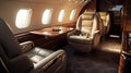 sophistication blurred private jet interior Royalty Free Stock Photo