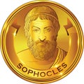 Sophocles gold style portrait, vector