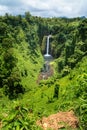 Sopoaga Tropical Waterfall in exotic jungle inland of Western Samoa, Upolu Island, South Pacific Ocean