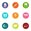 Soporific icons set, flat style Royalty Free Stock Photo