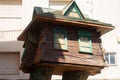 SOPORTUJAR, SPAIN - 16 MAY 2022 The house of the witch Baba Yaga on crow\'s feet in the tiny mountain village of Soportujar