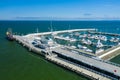 Sopot Aerial View. Sopot resort in Poland. Wooden pier molo with marina and yachts. Sopot is major tourist destination in Poland