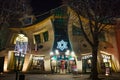 SOPOT, POLAND - DECEMBER 20, 2017: Night view of the famous Crooked House building Krzywy Domek in polish on the Monte Cassino