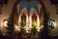 SOPOT, POLAND - DECEMBER 20, 2017: View of the altar of the Garrison Church of St. George in Sopot. Originally Evangelist, the Royalty Free Stock Photo