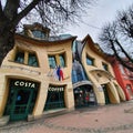 The Crooked house on the Heroes of Monte Cassino street in Sopot, Poland Royalty Free Stock Photo