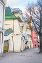 Side view of crooked house at Heroes of Monte Cassino Street Royalty Free Stock Photo