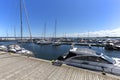 Wooden Sopot pier in sunny day, port for boats, Sopot, Poland