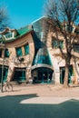 SOPOT POLAND - May 2022 Crooked house on the main Monte Cassino street in Sopot, Poland. Crooked little house Polish Royalty Free Stock Photo