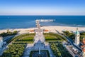 Sopot resort in Poland with pier, beach and old lighthouse Royalty Free Stock Photo