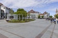 Sopot\'s Friends Square with Spa House and Sopot Lighthouse at the Baltic sea, Sopot, Poland Royalty Free Stock Photo