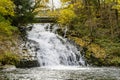 Sopotnia Waterfall on the stream in the village Sopotnia Wielka, Zywiec Beskids. Poland Royalty Free Stock Photo