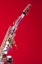 Soprano Saxophone on Red Background