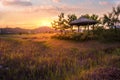 Sorae ecology wetland park, Beautiful sunset and traditional windmills, incheon South Korea Royalty Free Stock Photo