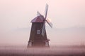 Sorae ecology wetland park, Beautiful sunset and traditional windmills, incheon South Korea Royalty Free Stock Photo