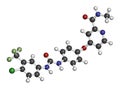 Sorafenib cancer drug molecule. Tyrosine kinase inhibitor TKI.