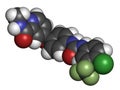 Sorafenib cancer drug molecule. Tyrosine kinase inhibitor TKI.