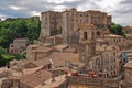 Sorano, small town in Tuscany with fortress Royalty Free Stock Photo