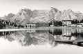 Sorapis Peak reflected in Misurina Lake, in late autumn Royalty Free Stock Photo