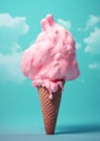 dessert pink ice cream summer cloud cream blue concept ice art. Generative AI.