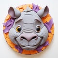 Sorbet Rhino Face Cake: A Delightful 2d Dessert With Comic Cartoon Design