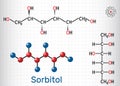 Sorbitol, glucitol molecule. It is polyhydric alcohol with a sweet taste