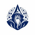 Sorcerer Icon: Eastern Orthodox Style Wizard Logo With Horns And Stars